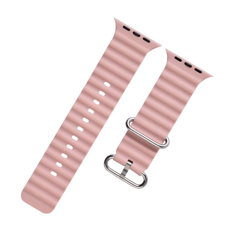 Ocean-Style Silicone Watch Band for Apple Watch: Waterproof with Double Buckle