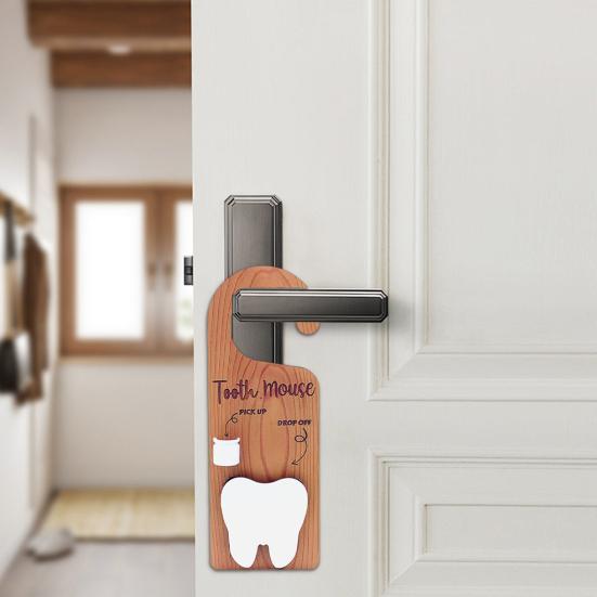 1/2Pcs Wooden Tooth Pattern Door Hanging Decoration Natural Wood Teeth