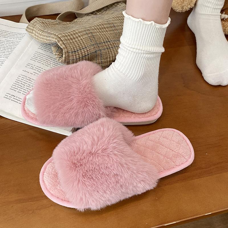 Dicke Flauschige Fell Hausschuhe Warme Pelzigen Hausschuhe Frauen 2024 Neue Frauen Winter Haus Flip-Flops Hause Rutschen Flache Innen Boden schuhe