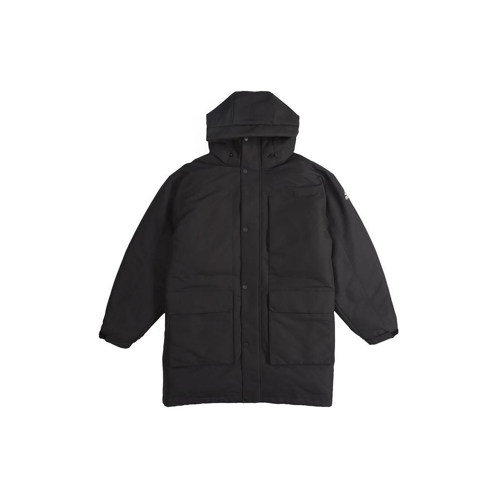 Adidas Outdoor Sports Windproof Warm Hooded Down Jacket Men Outerwear Black GN9835