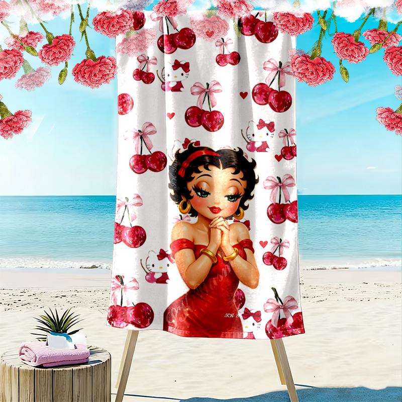 1pc Betty Boop Beach Towel Ideal Birthday Gift For Family, A Vibrant Beach Towel Suitable for Outdoor Activities