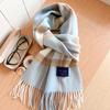 111% pure blue-gray plaid scarf for men and women, winter knitted to keep warm, high-end temperament plaid scarf