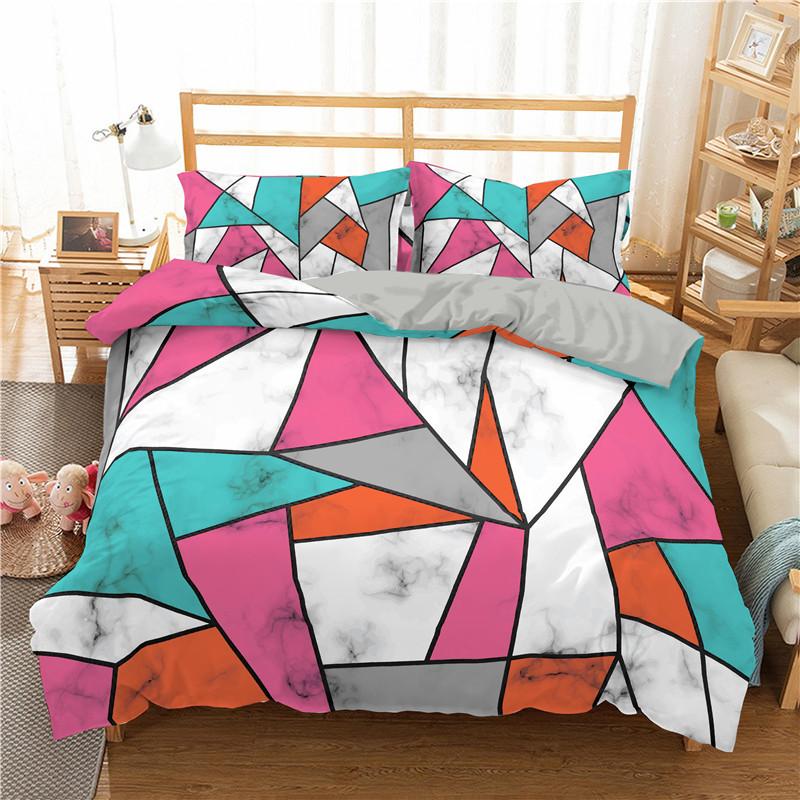 Comforter Marble Twin Queen Microfiber Geometric Bedding Set Modern Luxury Abstract Triangle Comforter For Girls Women