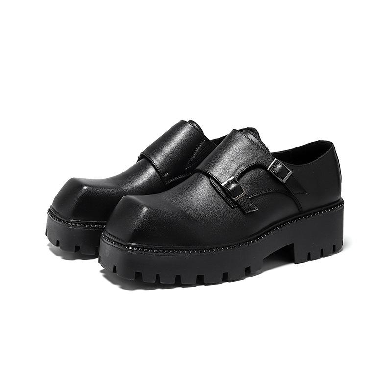 British men's shoes casual leather shoes niche lace-up Korean version heightened platform black Martin Shadby shoes 59006-R