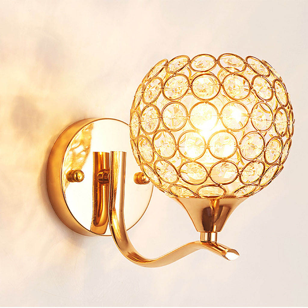 E27 Wall Sconce Crystal Wall Light Simple and Creative Bedroom Bedside Wall Lamp Crystal Lights for Home Ligting Wall Decor Lamp