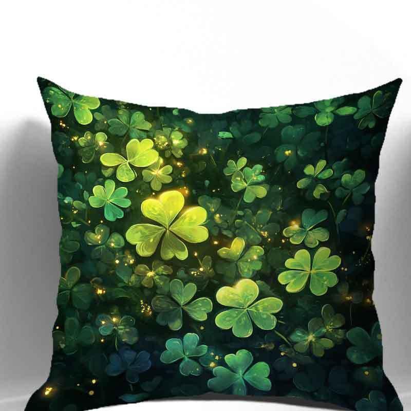Enchanted FourLeaf Clover Pattern Pillow Covers Pattern Cushion Cover Suitable For Sofa Bedroom Car Pillow Cover