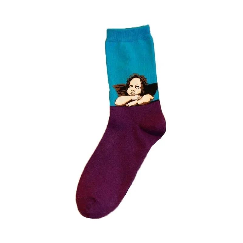 Nové trendy ponožky Mona Lisa Pánské ponožky Osobnost Literatura a umění Retro Olejomalba Hvězdná obloha Bavlna V tubě