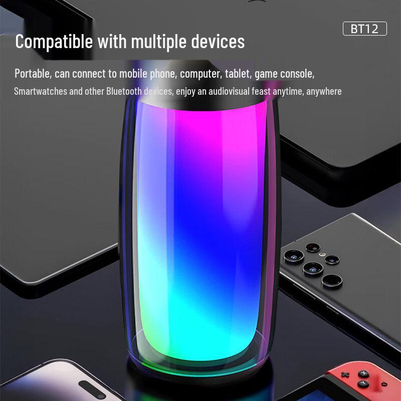 Newmine BT12 Portable Bluetooth Speaker with LED Light CN Plug (adapter Included)