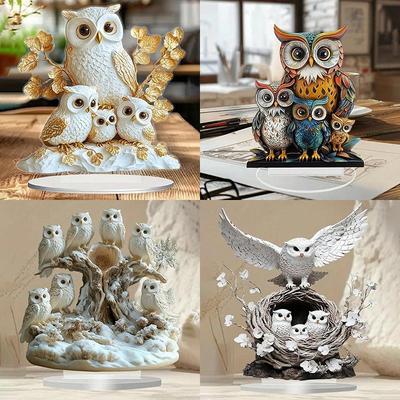 1 pezzo Decorazione festiva da scrivania Statua di gufo piatta 2D a tema anime Regalo di Natale da collezione Perfetto come ornamento e decorazione