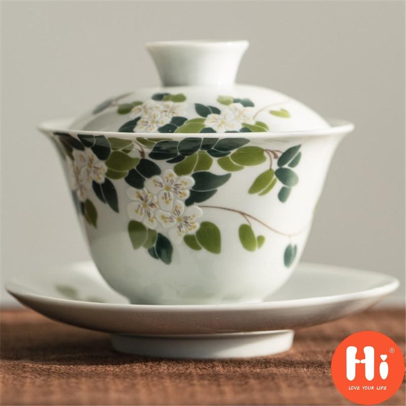 

Керамічна чашка для чаю Hi Gaiwan, розписана вручну Чашка з блюдцем, посуд для напоїв 175 мл