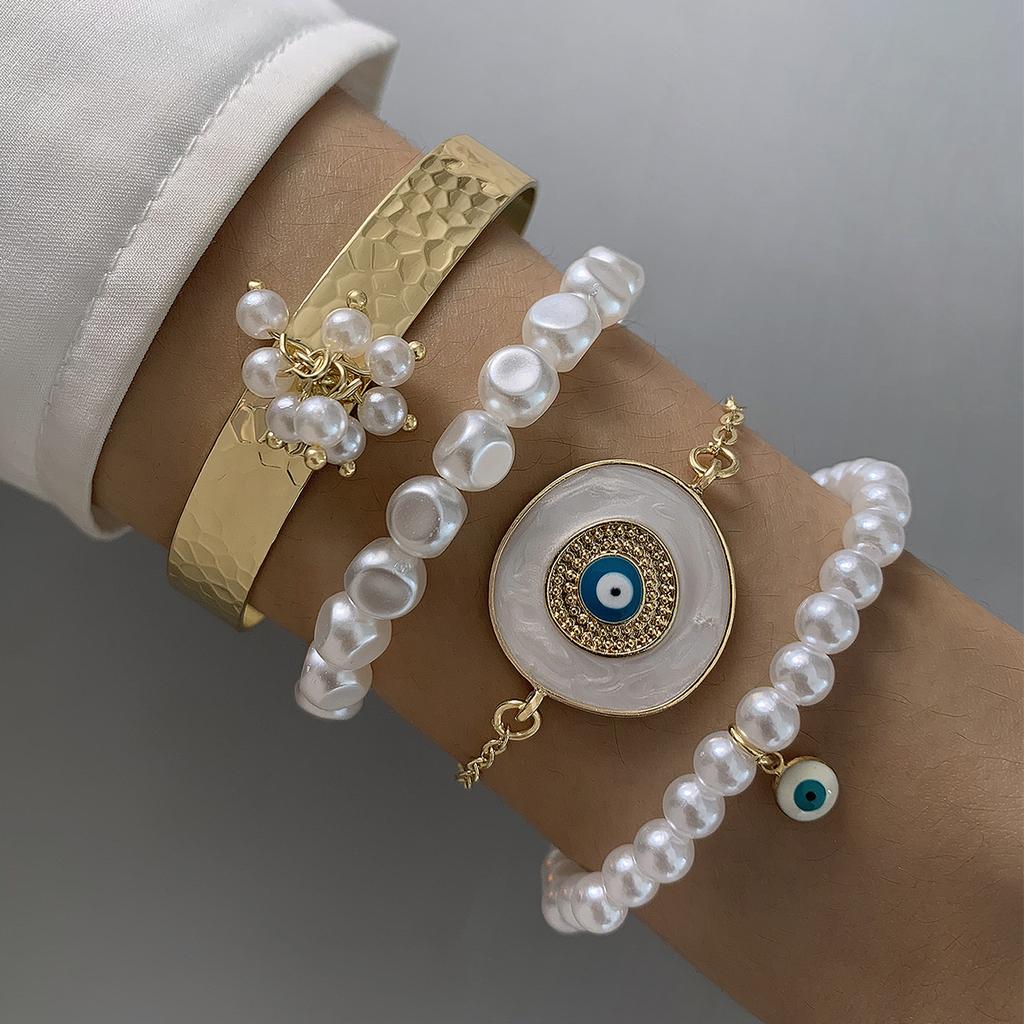 Bohemian Personality Devil's Eye Bracelet, Design Sense, Diamond-set Dripping Eye Bracelet Set, Women