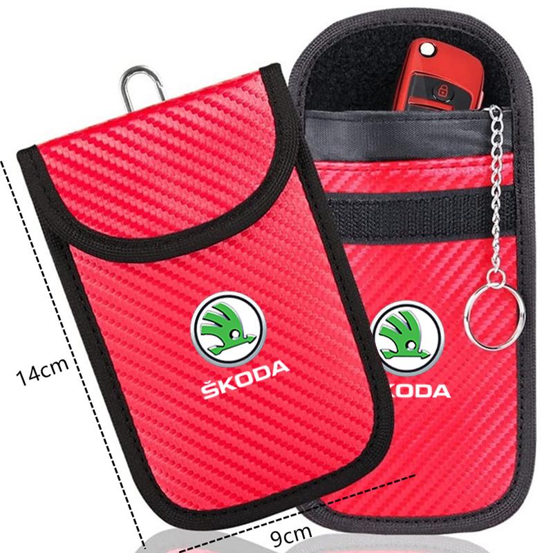 AAAJD1 Car Key Case Signal Blocker Bag RFID Shielding Pocket For Skoda Fabia 1 2 Octavia a7 RS Superb Rapid Yeti Karoq Vision Accessory