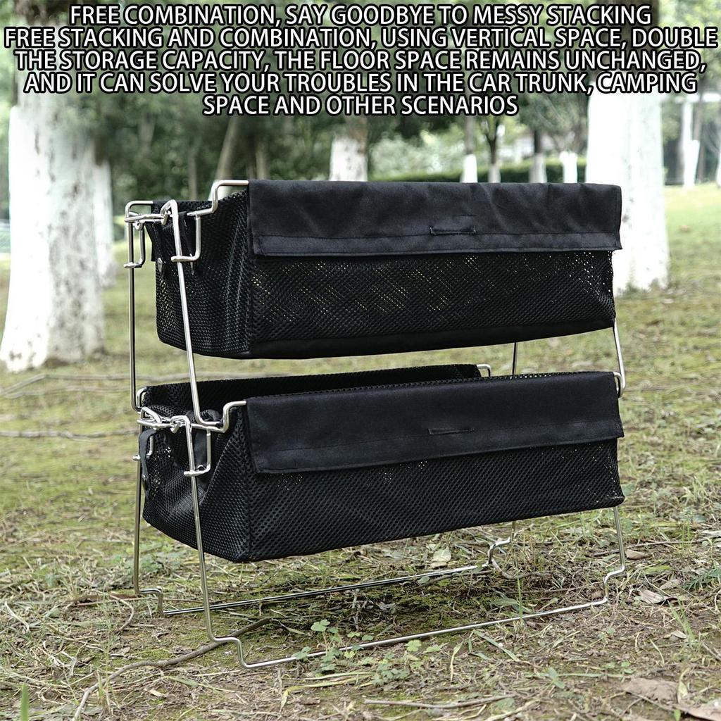 Cesta de Malha Dobrável para Armazenamento de Alimentos de Camping Suporte e Placa de Suporte Portáteis de Aço Inoxidável para Exterior Cestas de Armazenamento Portáteis