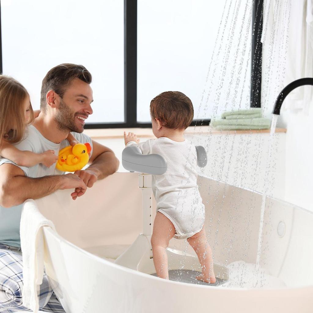 Bath Seat for Stand Up Showering Baby Shower Stand Bath Seat Adjustable Armrest Standing Support for Bathing Toddler