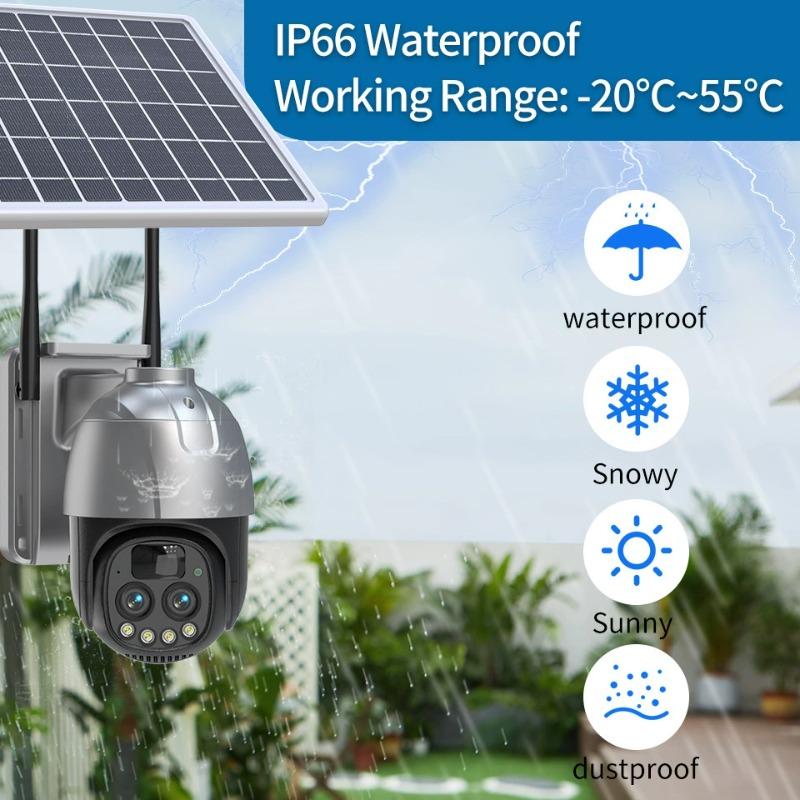 Cámara de seguridad solar exterior inalámbrica con visión nocturna y audio bidireccional impermeable