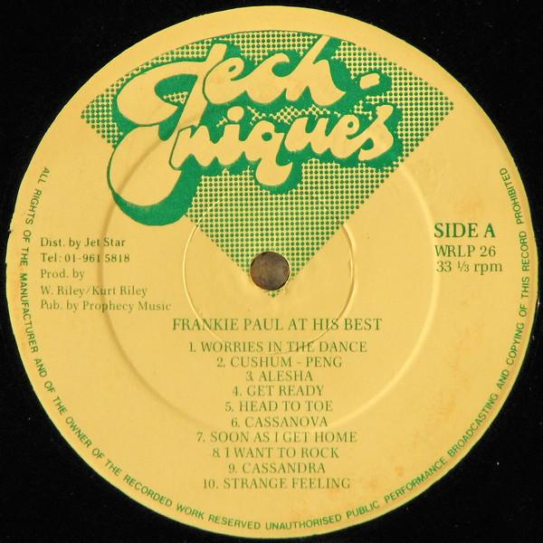 LP Record FRANKIE PAUL - At His Best WRLP26 Techniques UK Reggae, Ska & Dub Used