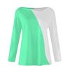 Women's Fashion Casual Slant Neck Irregular Color Block Splicing  Print Long Sleeve T-shirt Top