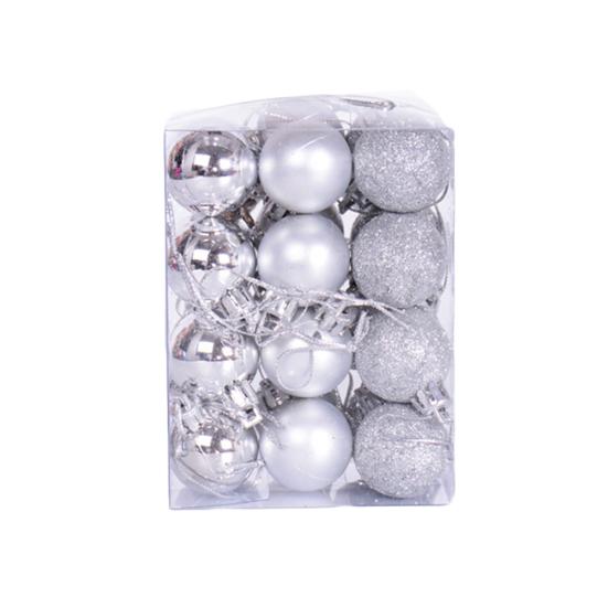 24 Stück 3 cm große Kunststoff-Weihnachtsbaumkugeln für Zuhause, Party, hängende Ornamente