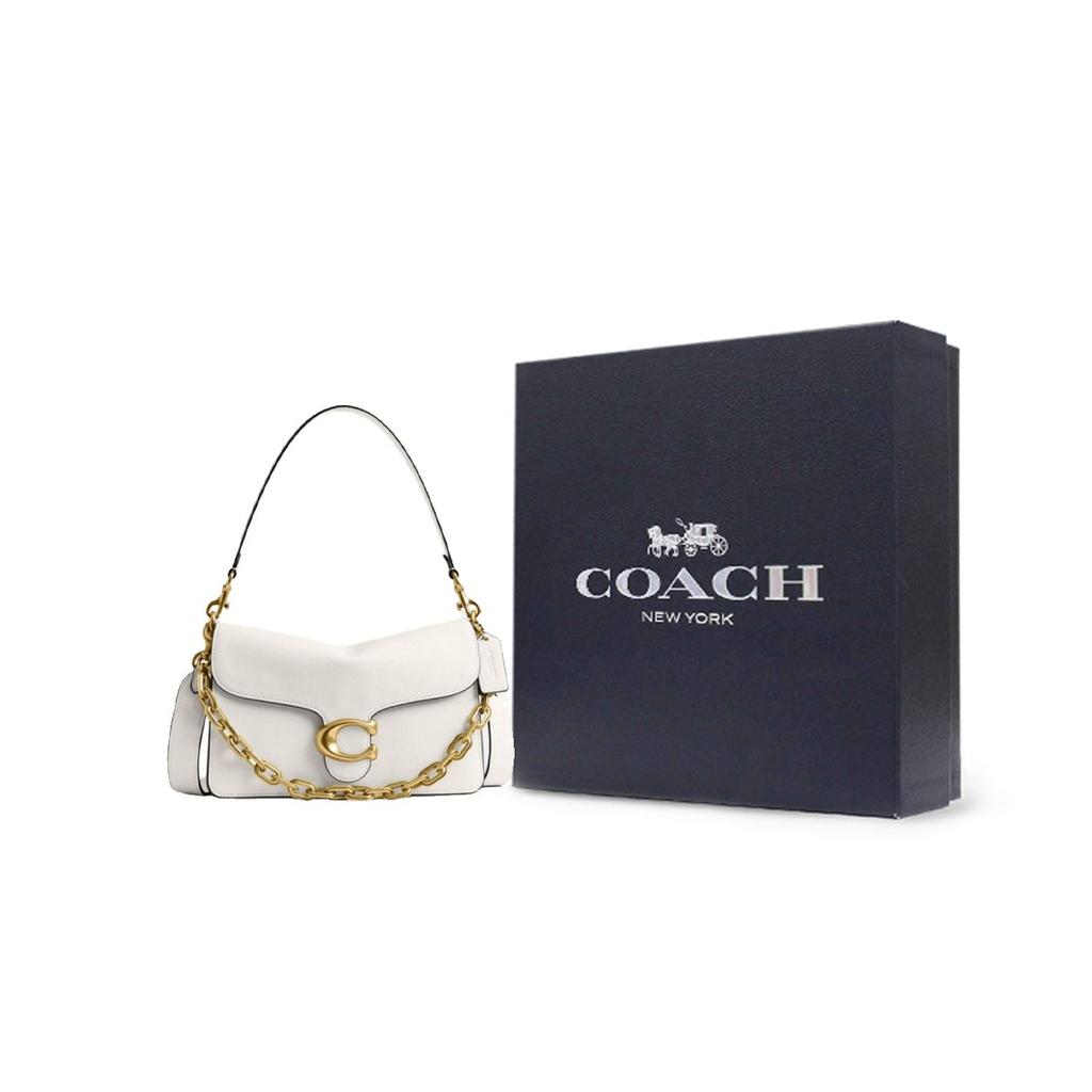 Coach ChainTabby Cow Leather Shoulder Bag Medium Women's Chalk White CY919-B4HA