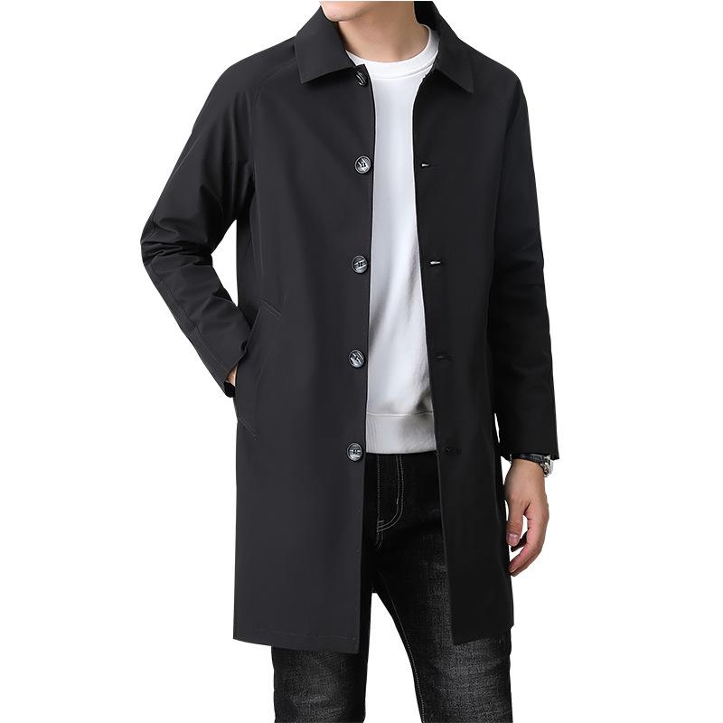 Men's Mid-Length High-End Trench Coat - Trendy Casual & Business Attire for Spring and Autumn