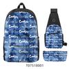 Cook Backpack Student School Bag Lightweight Polyester Backpack Three-Piece Set