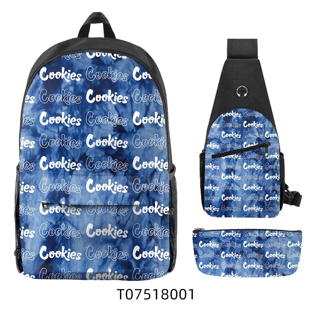 Cook Backpack Student School Bag Lightweight Polyester Backpack Three-Piece Set