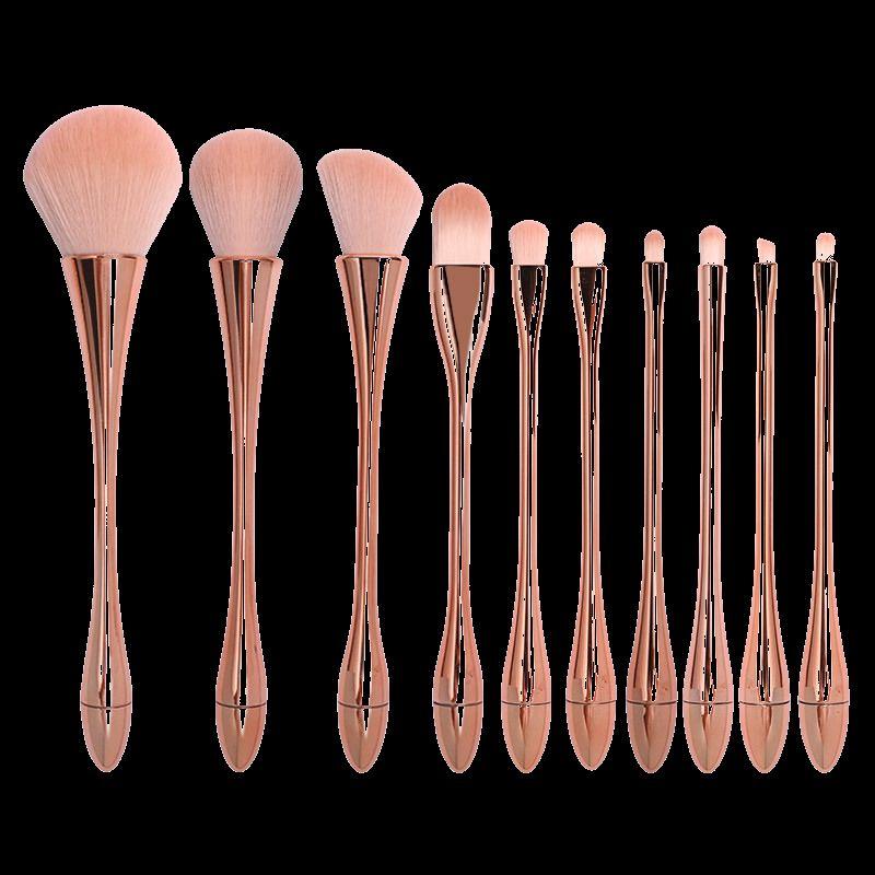 

Набор кистей для макияжа для начинающих с маленькой талией, пушистых и мягких Man-made fiber Rose gold 10 naked brush