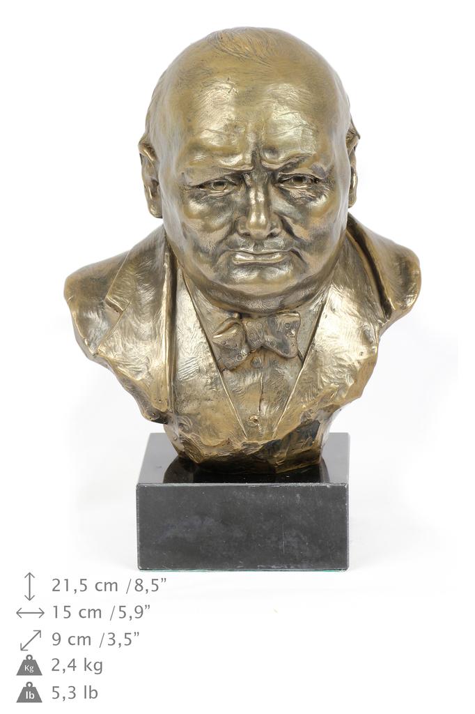 Winston Churchill - marble bust, statuette of a famous person, decoration for office, school, and hotel by the Art-Dog brand