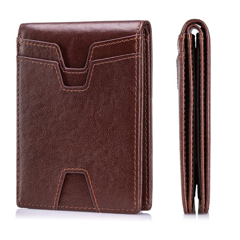 Lion Layton Head Leather 2 Fold Wallet for Men, Short, Genuine Leather Vintage Beauty Money Clip