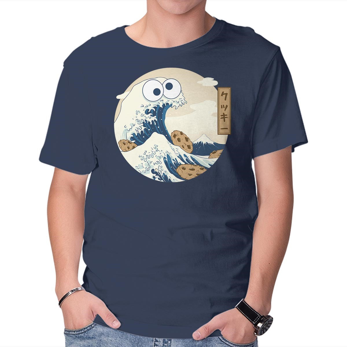 Unisex Crew Neck T-Shirt Cookiegawa Wave Graphic Short Sleeve Casual Tee XL