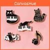 Adorable Cat Shaped Brooch Displaying Creative Cartoon Piano Notes With Unique Charm