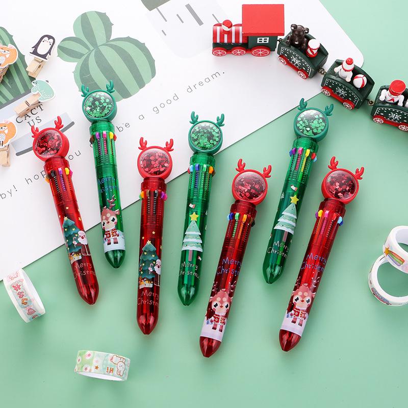 Festive Santa & Reindeer Multi-Color 10-In-1 Ballpoint Pen