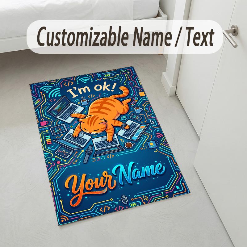 Sweet Treats Theme Soft Crystal Velvet Rug Custom Name & Text Print Non Slip Floor Rug for Bedroom Living Room