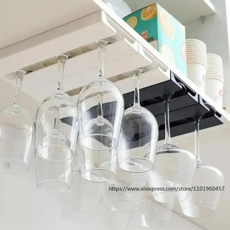 2PC Multi-functional Wine Glass Hanging Rack for Kitchen Cabinet Bar Organizer Wall-mounted Wine Glass Holder for Space-saving