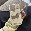 Cartoon Dog Embroidered Hard Phone Case IPhone 16 Pro Max 15 14 - Anti-Drop PC Cover In White Blue With Headphones Design