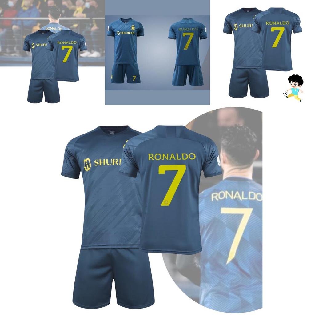 22-23 Saúdská Arábie Vítězný Tým Ronaldo Fotbalový Dres 7 Dětský Fotbalový Týmový Dres Tištěné Číslo