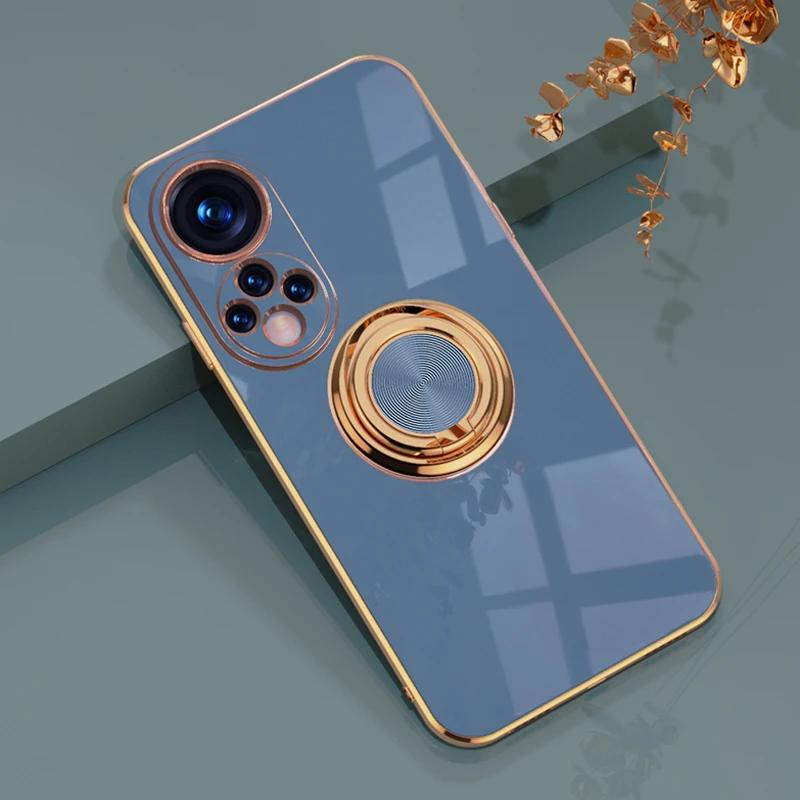 Luxuey Plating Gloss Surface Silicone Phone Case For Honor 300 200 Pro Smar Lite Ultra X9 8 7A B C 360° Rotate Ring Holder Cover