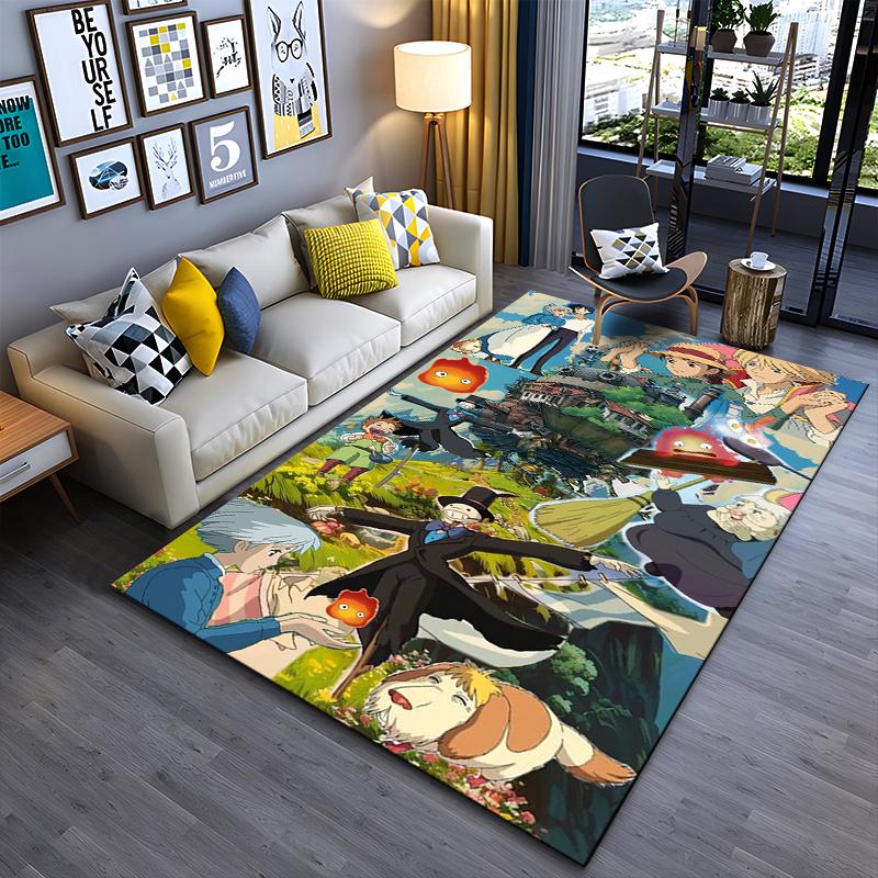 Area Rug, Howl's Moving Castle Turnip Head Scarecrow Ghibli Anime Poster, Playroom Decor, Non-Slip Mat