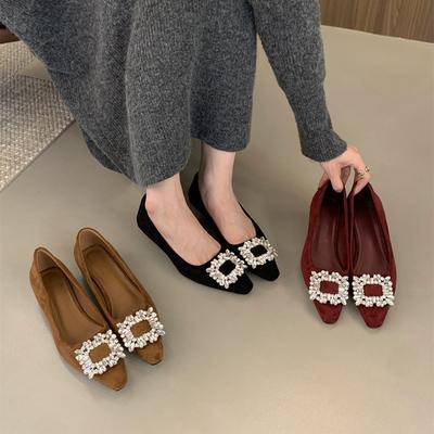 High-end Rhinestone Shallow Single Shoes Women's Thick Heels Children's Spring and Autumn New French Fairy Temperament Socialite High Heels