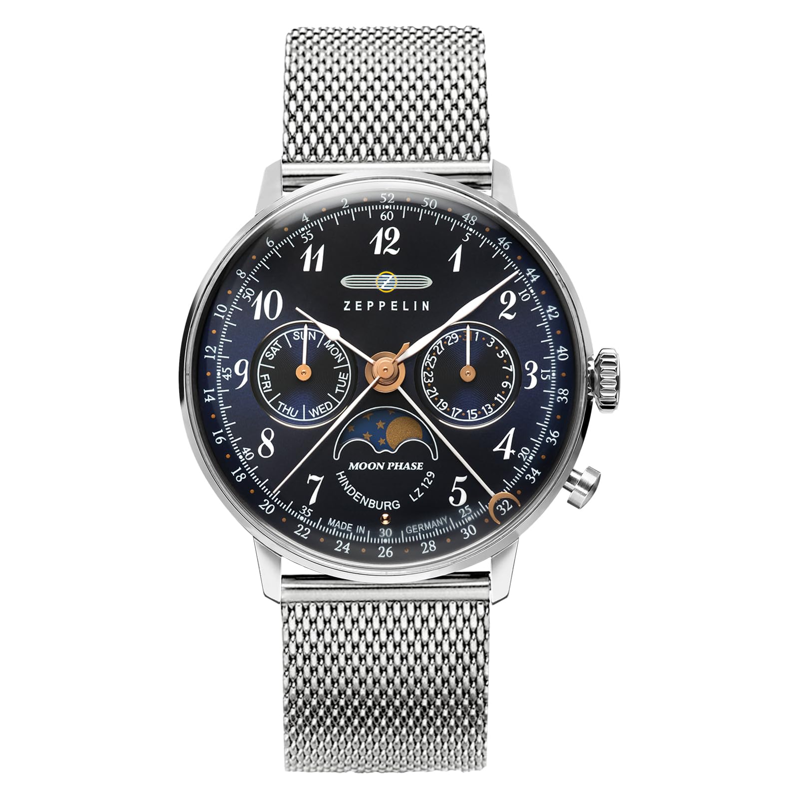 

Повсякденний годинник LZ129 Hindenburg Moon Phase Silver [Zeppelin] 7037-M3 Women [Item] темно-синього кольору