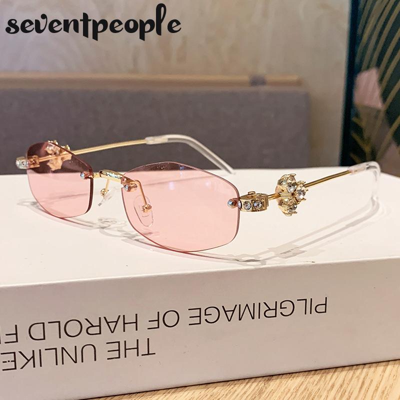 Small Frame Rhinestone Polygon Sunglasses Women  Luxury Brand Fashion Y2K Punk Metal Sun Glasses Retro Prescription Eyewear
