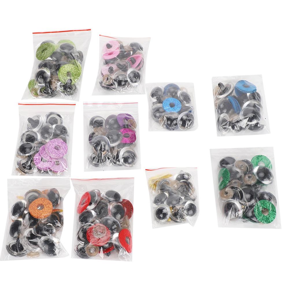 100PCS DIY Handmade Accessories Colorful Glitter Safety Eyes Plastic With Washers Glitter Safety Eyes Crochet Eyes Puppet