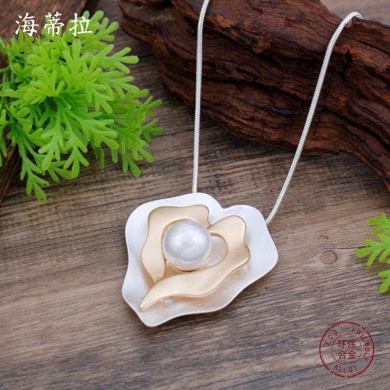 New matte double-layer geometric love long pendant women's fashion versatile three-dimensional heart-shaped long necklace