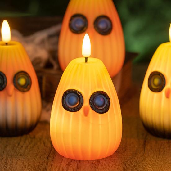 Yousheng Autumn Owl Flameless Candle LED Night Light Battery Operated Flickering Candle Light Halloween Christmas Home Decor