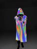Medieval Gothic Iridescent Hooded Cloak: Reflective Cape for Halloween Parties
