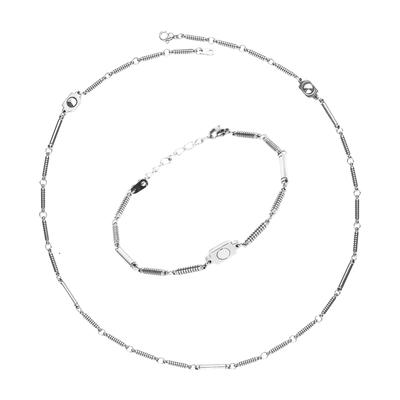Hachi Pure Titanium Magnetic Necklace Bracelet, Popular Women's Germanium Bracelet Necklace Set with Surgical Titanium Chain