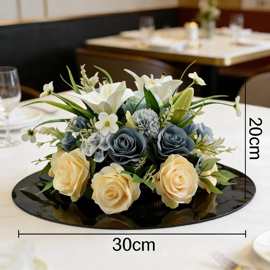 Round Lily Style Table Centerpiece: Artificial Floral Arrangement for Restaurants & Hotels