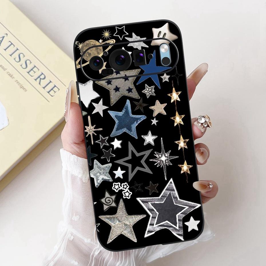 Beautiful Floral Painting Phone Case For Google Pixel 9 Pro 9A Black Silicone Soft Cover For Google Pixel9 9A 9Pro Cases Bumpers