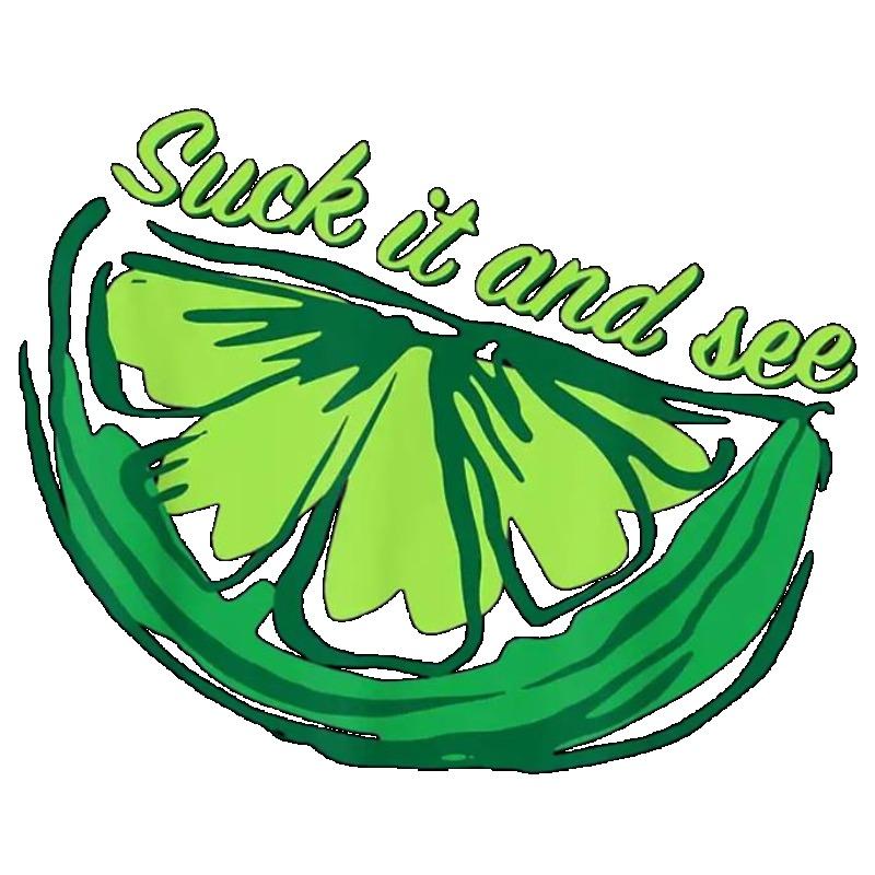 Oversized T Shirt Black Lime Slice With Suck It And See Text Casual Wear For Women Summer Street Style Fashion Top