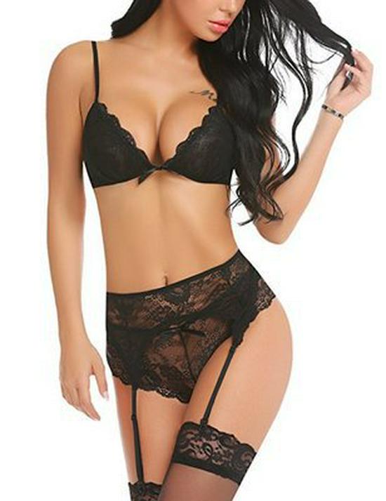 New Multi-color Lace Garter Belt Lingerie Set for Women